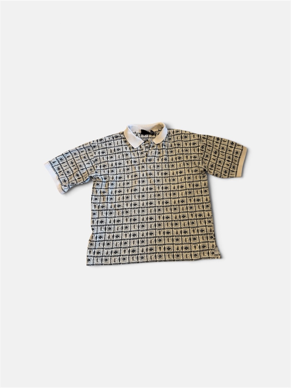 OP Men's Black and White Patterned Polo